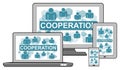 Cooperation concept on different devices Royalty Free Stock Photo