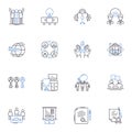Cooperation and coordination line icons collection. Synergy, Unity, Harmony, Partnership, Collaboration, Alliance