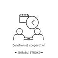 Cooperation duration icon. Editable illustration