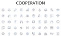 Cooperation line icons collection. D Printing, Laser Cutting, Milling, Prototyping, Additive Manufacturing, CNC