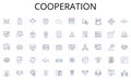 Cooperation line icons collection. Biden, Transition, Inauguration, Kamala, Cabinet, Unity, Electoral vector and linear