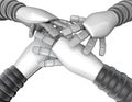 Cooperation, partnership and team concept with robot hands.