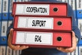 Cooperation, Support, Goal, concept words. Folder concept. Ring Royalty Free Stock Photo