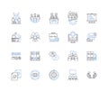 Cooperative collaboration line icons collection. Synergy, teamwork, Partnership, Unity, Consensus, Coordination