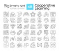 Cooperative learning linear icons set
