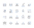 Cooperative partnership line icons collection. Synergy, Collaboration, Alliance, Trust, Unity, Sharing, Support vector