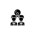 Cooperative work black icon concept. Cooperative work flat vector symbol, sign, illustration.