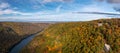 Coopers Rock state park overlook over the Cheat River in West Virginia with fall colors
