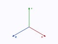 Coordinate axes. Geometric green cartesian scale with blue analytical system in xyz.