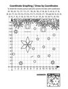 Coordinate graphing, or draw by coordinates, math worksheet with christmas baubles