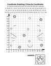 Coordinate graphing, or draw by coordinates, math worksheet with christmas ringing bell