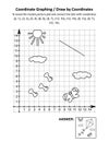 Coordinate graphing, or draw by coordinates, math worksheet with flying kite Royalty Free Stock Photo