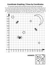 Coordinate graphing, or draw by coordinates, math worksheet with Halloween bats and tombs