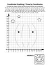 Coordinate graphing, or draw by coordinates, math worksheet with Halloween pumpkin