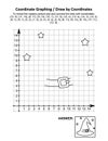 Coordinate graphing, or draw by coordinates, math worksheet with Halloween witch hat