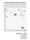 Coordinate graphing, or draw by coordinates, math worksheet with Halloween witch`s shoes