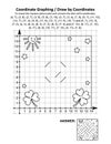 Coordinate graphing, or draw by coordinates, math worksheet with St Patrick`s Day celtic design