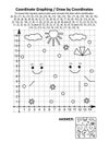 Coordinate graphing, or draw by coordinates, math worksheet with Valentine`s Day two friendly hearts