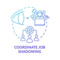 Coordinate job shadowing blue gradient concept icon