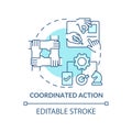 Coordinated action turquoise concept icon