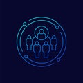 Coordinating people, coordinator icon, line design Royalty Free Stock Photo