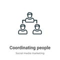 Coordinating people outline vector icon. Thin line black coordinating people icon, flat vector simple element illustration from