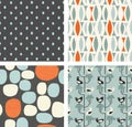 Coordinating set of trendy retro spring patterns Royalty Free Stock Photo