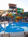Coorful water slides in the modern resort aquapark
