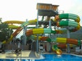 Coorful water slides in the modern resort aquapark