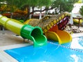 Coorful water slides in the modern resort aquapark