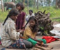 Family scene at Dubare Elephant Camp, Coorg India.