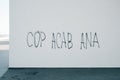 Cop acab ana graffitti lettering on a urban wall. Meaning is- all cops are bastards. Criminal violation and revolution concept Royalty Free Stock Photo