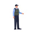 Cop in bulletproof vest semi flat RGB color vector illustration Royalty Free Stock Photo