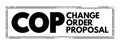 COP - Change Order Proposal acronym, business concept text stamp Royalty Free Stock Photo