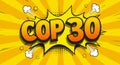 COP30 Climate Change Comic Style Bold Yellow Vibrant Text Design Royalty Free Stock Photo