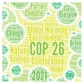 COP 26 in Glasgow, Scotland word cloud Royalty Free Stock Photo