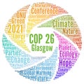 COP 26 in Glasgow, Scotland word cloud Royalty Free Stock Photo