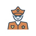 Color illustration icon for Cop, policeman and peeler