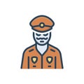 Color illustration icon for Cop, policeman and security