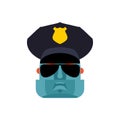 Cop robot face. Policeman Cyborg head. Officer Police robotic ma