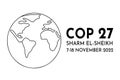 UN Climate Change Conference 2022 UNFCCC COP 27 vector banner design with planet outline color icon. International