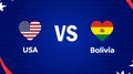 USA And Bolivia Match Flag Heart American Football USA 2024 Abstract