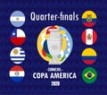 Copa America 2020 Quarter finals Flags Countries Royalty Free Stock Photo