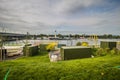 The new Copa Beach on the New Danube in summer, in Vienna, Austria