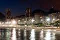 Copacabana Beach at Night Royalty Free Stock Photo