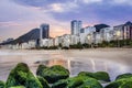 Copacabana beach sunset landscape, Praia Copacabana at dusk Travel Rio de Janeiro Brazil, scenic dramatic light photo Travelling B