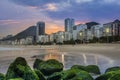 Copacabana beach at sunset, Rio de Janeiro, Brasil, Praia Copacabana landscape , Cityscape