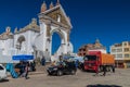 COPACABANA, BOLIVIA - MAY 13, 2015: Blessing of Automobiles in front of Copacabana cathedral, Boliv Royalty Free Stock Photo