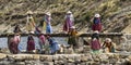 Copacabana, Bolivia, 01172023 - Temple on Isla del Sol is under reconstruction using all hand tools Royalty Free Stock Photo