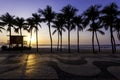 Copacabana Sidewalk With Palm Trees on Sunrise Royalty Free Stock Photo